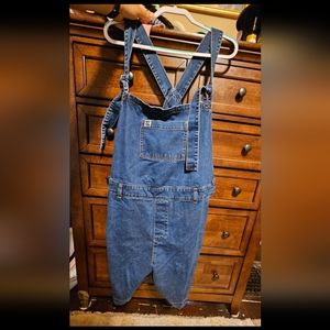 Lucy & Yak Timmy Dungaree Shorts Size 20, Midwash Blue denim